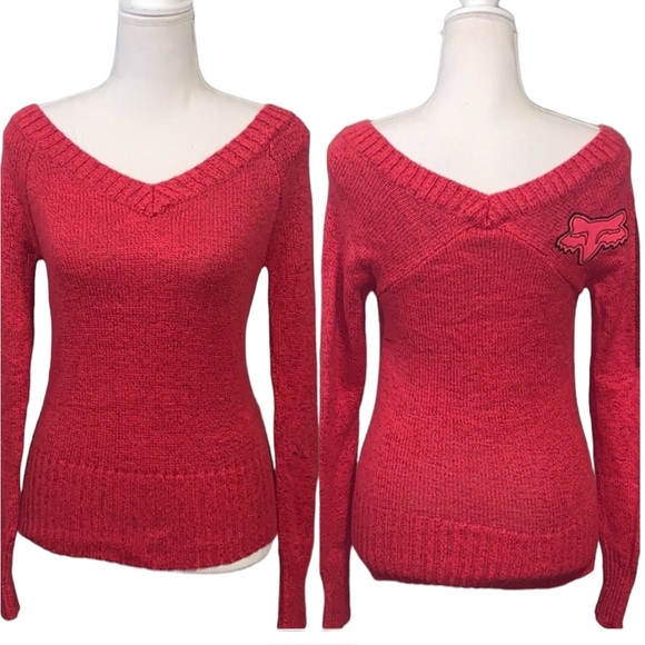 FOX RIDERS: Women’s Logo V Neckline Sweater - Size XS - Picture 2 of 10
